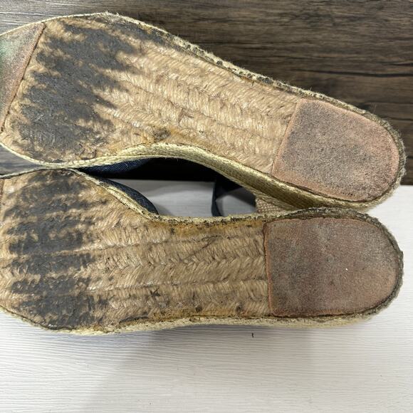 Lauren Ralph Lauren Wedges Women 11B Charla Denim Blue Canvas Espadrille Coastal - Picture 10 of 10